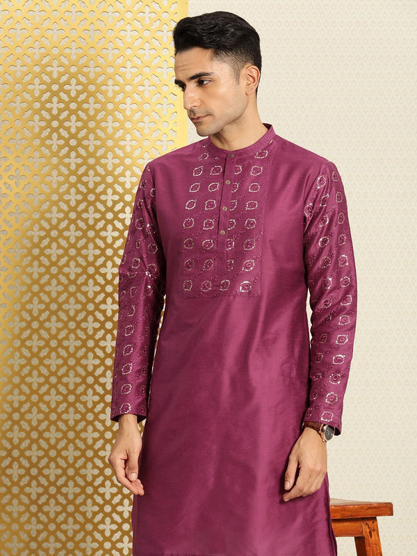 House of Pataudi Jashn Ethnic Motifs Yoke Design Sequinned Kurta - Distacart