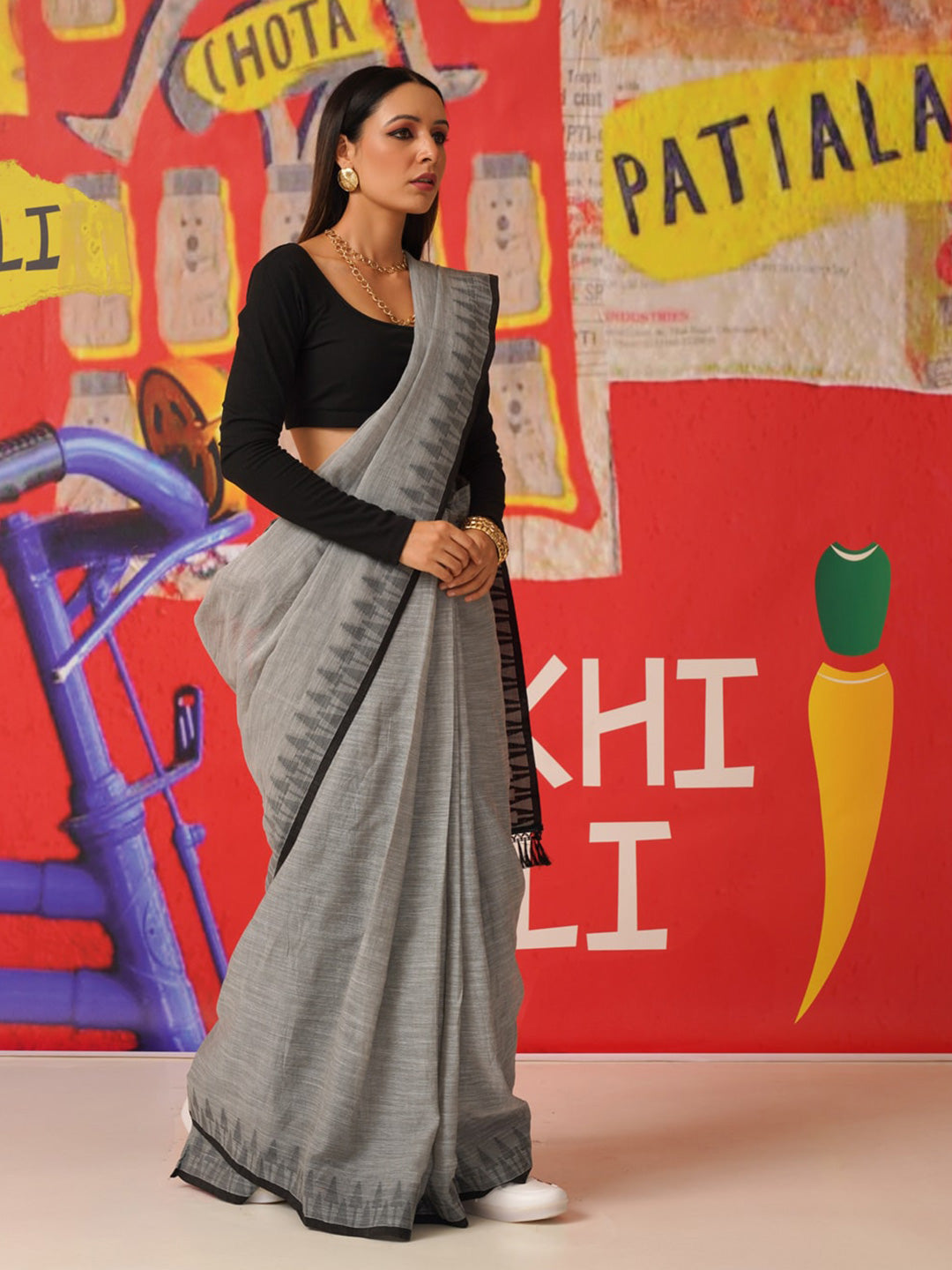 Tikhi Imli Woven Design Cotton Blend Saree - Distacart