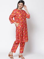Thumbnail for Biba Women Red & Yellow Floral Printed Kurta with Palazzos - Distacart