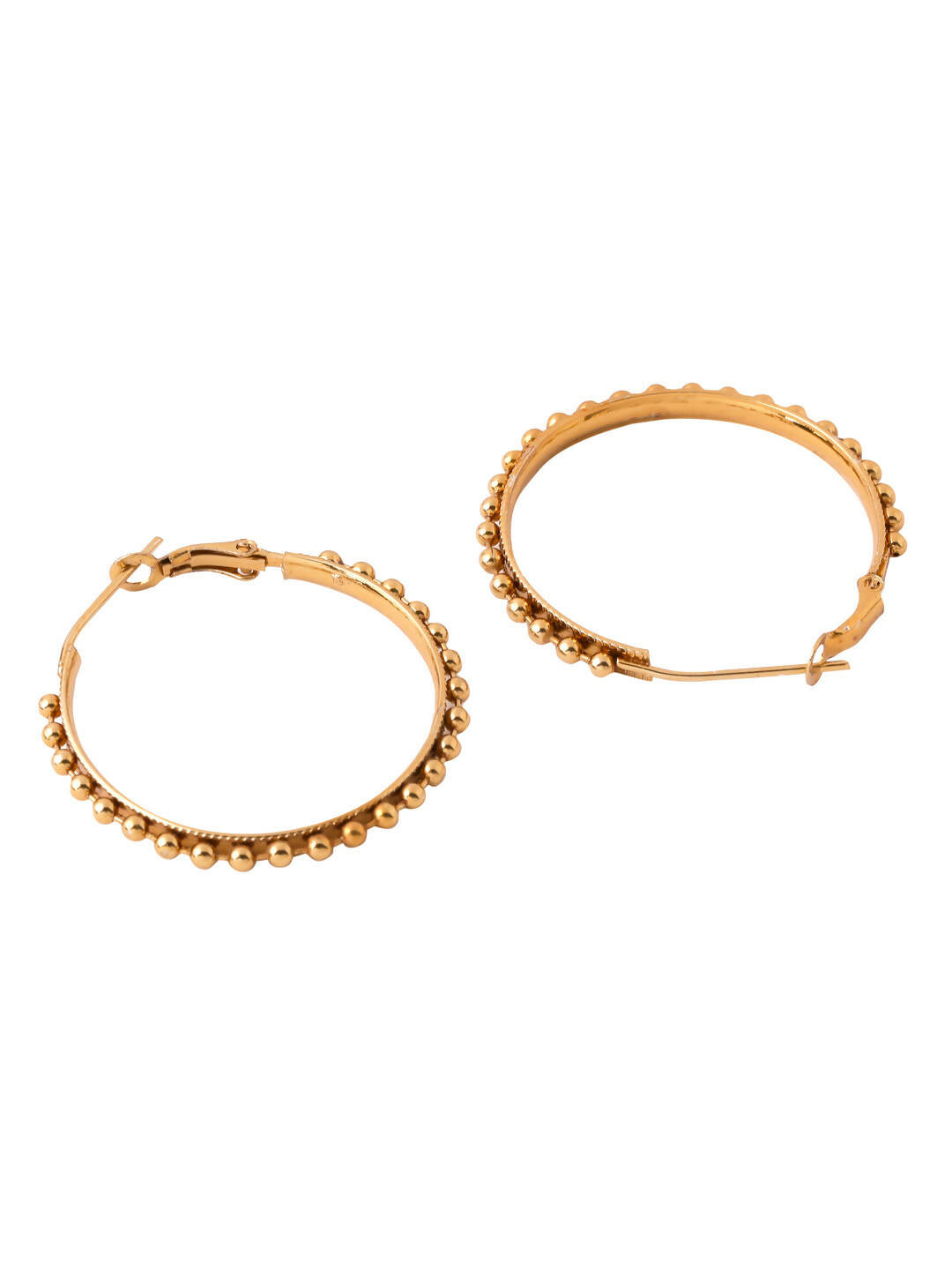NVR Women Gold Toned Beaded Circular Earrings - Distacart