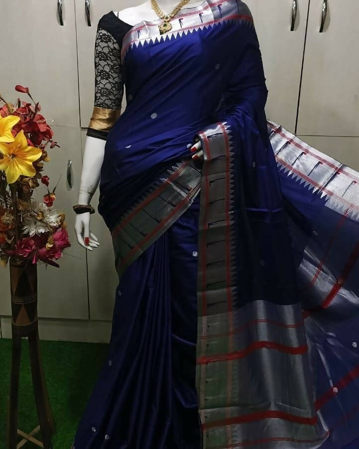DEIANA'S Beautiful Golden Jari with New Design Soft Lichi Silk Saree - Blue - Distacart