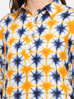 Thumbnail for Kalini Women Yellow & Blue Geometric Dyed Indie Prints Pathani Kurta - Distacart