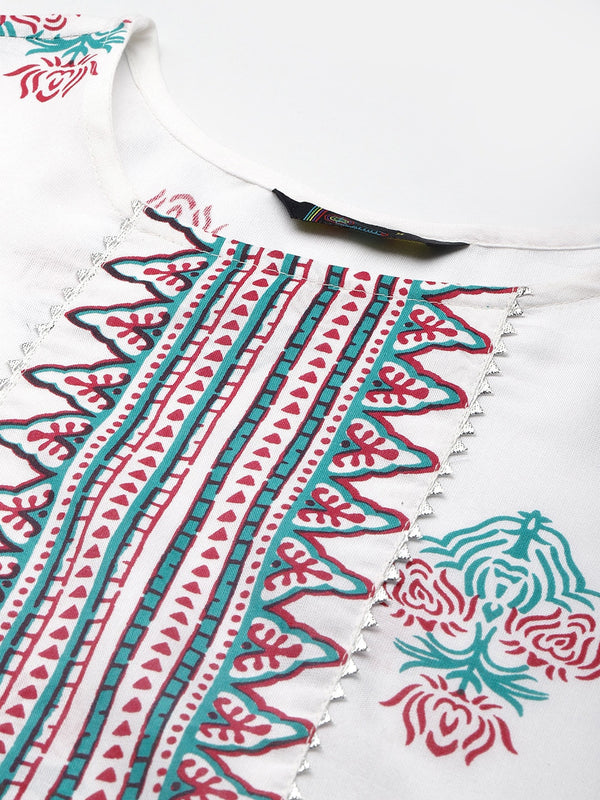 Kalini Ethnic Motifs Printed Panelled Gotta Patti Kurta with Trousers - Distacart