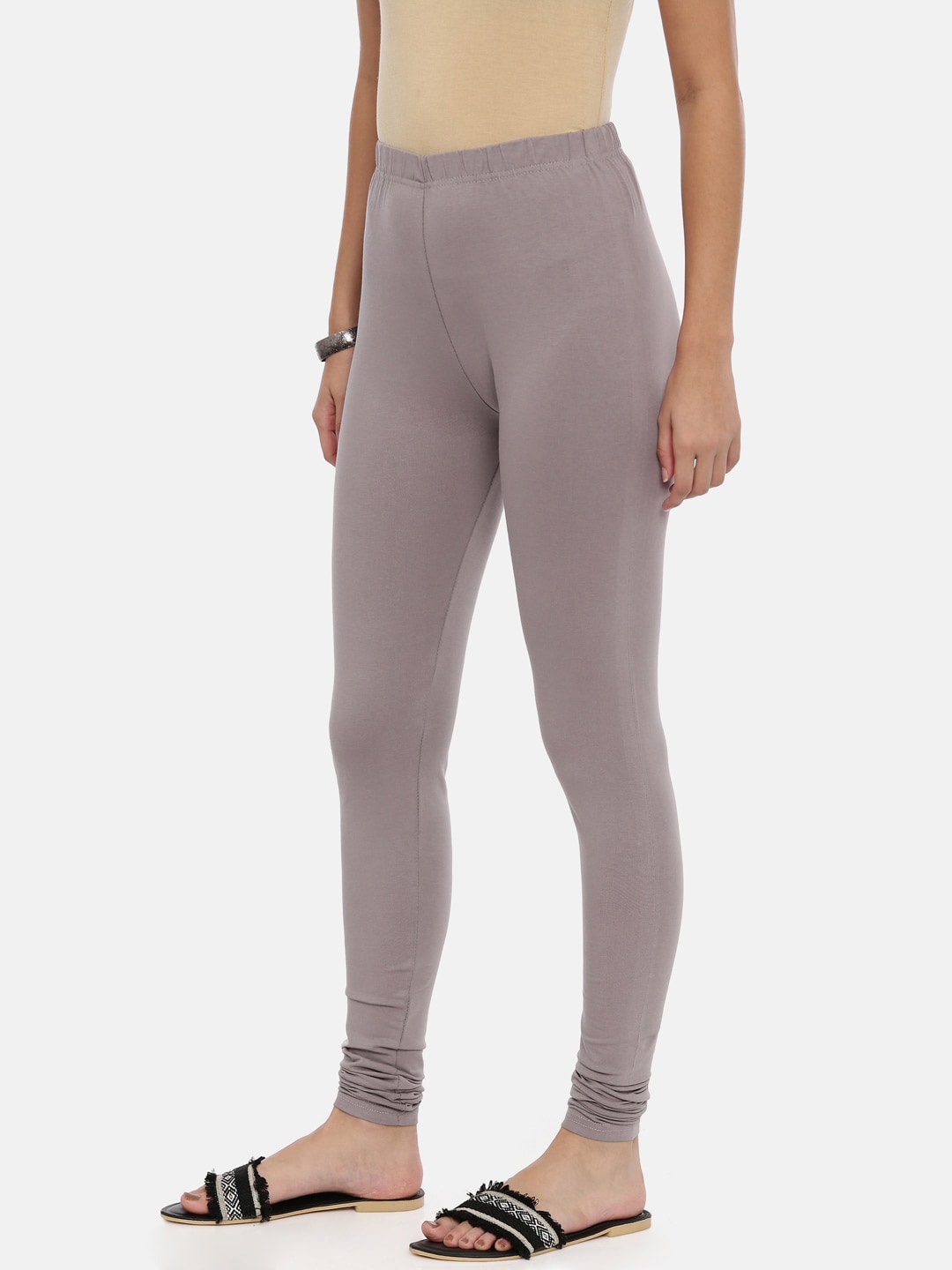 Souchii Grey Solid Slim-Fit Churidar-Length Leggings - Distacart
