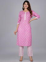 Thumbnail for Kalini Women Pink Ethnic Motifs Printed Pure Cotton Kurta with Trouser & Dupatta - Distacart