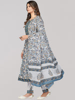 Thumbnail for Kalini Floral Printed Sequinned Pure Cotton Kurta with Trousers & Dupatta - Distacart