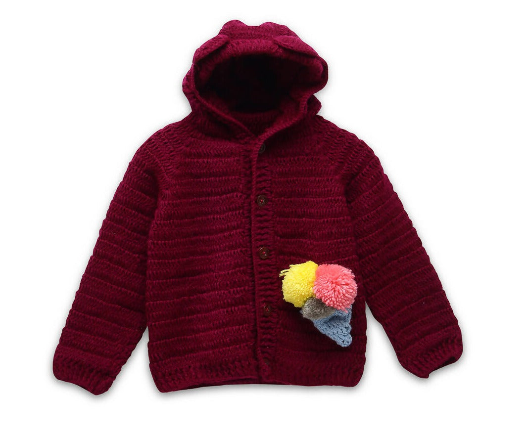 Chutput Kids Maroon Coloured Solid Pullover For Baby Boys Sweater For Baby Boys - Distacart