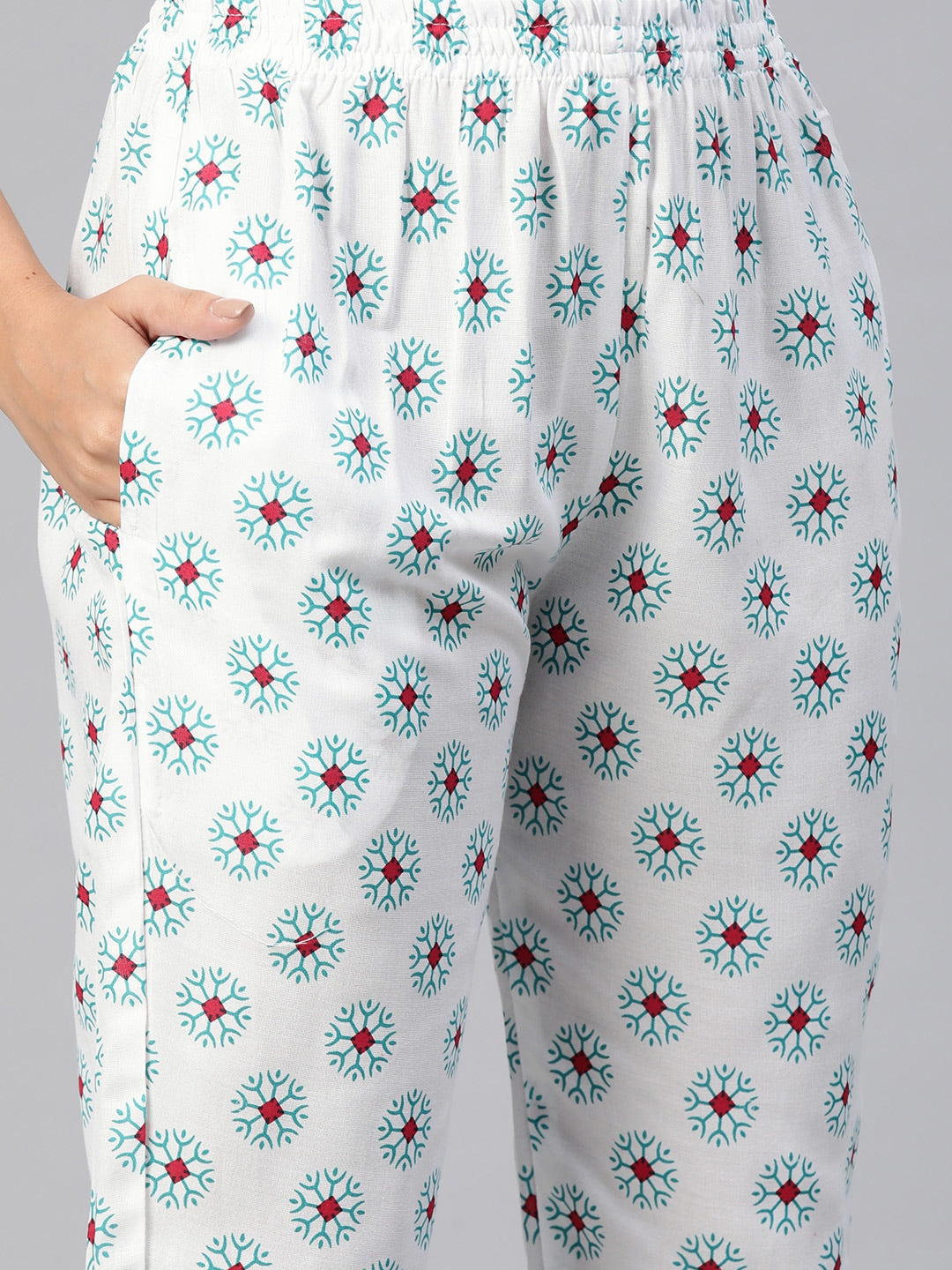 Kalini Floral Printed High Slit Gotta Patti Kurta with Trousers - Distacart