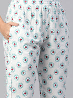 Thumbnail for Kalini Floral Printed High Slit Gotta Patti Kurta with Trousers - Distacart