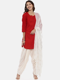 Thumbnail for Souchii White Woven Design Patiala - Distacart