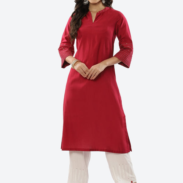 Biba Women Pink Thread Work Kurta - Distacart
