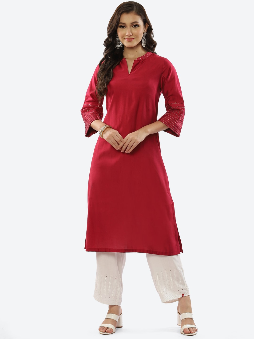Biba Women Pink Thread Work Kurta - Distacart