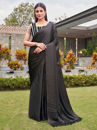 Tikhi Imli Striped Satin Ready to Wear Saree - Distacart