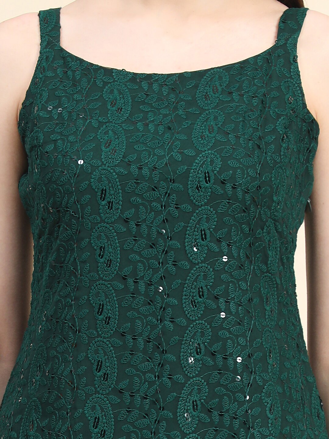 Kalini Women Paisley Embroiderd Chikankari Sequinned Georgette Kurta - Distacart