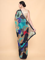 Thumbnail for Soch Mustard & Black Tie and Dye Sequinned Pure Georgette Saree - Distacart