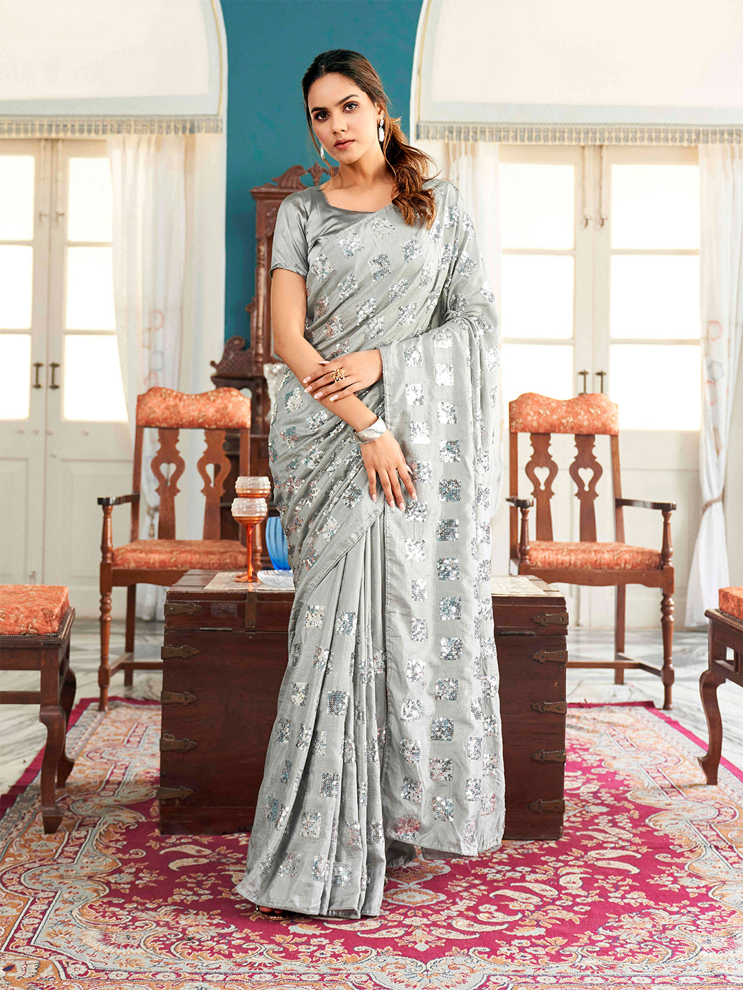 Tikhi Imli Embellished Sequinned Heavy Work Saree - Distacart