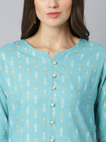 Thumbnail for Khushal K Women Blue Printed Kurta with Palazzos - Distacart