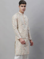 Thumbnail for Sojanya Band Collar Embroidered Cotton Silk Kurta - Distacart