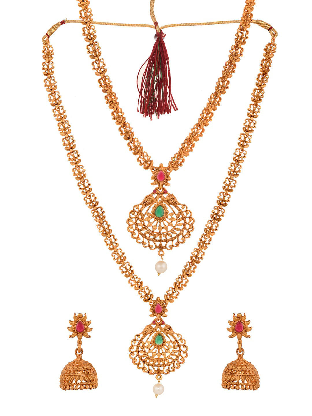 Saraf RS Jewellery Gold Plated South Indian Imitation Bridal Temple Jewellery Set - Distacart