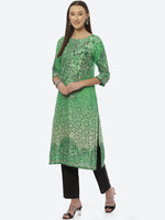 Thumbnail for Biba Women Green Floral Printed Cotton Kurta - Distacart