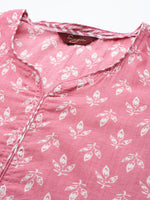 Thumbnail for Sangria Women Floral Printed Regular Pure Cotton Kurta with Trousers - Distacart