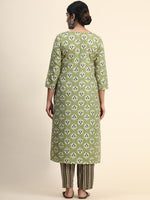 Thumbnail for Kalini Floral Printed Round Neck Kurta with Trousers - Distacart