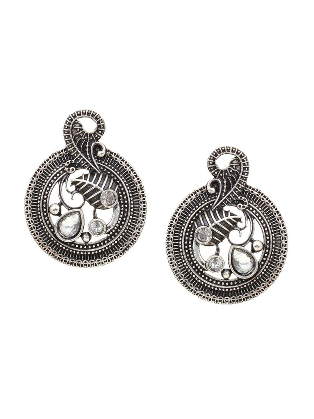 Cardinal Silver-Toned Black Colored Oxidized Choker Jewellery Set - Distacart