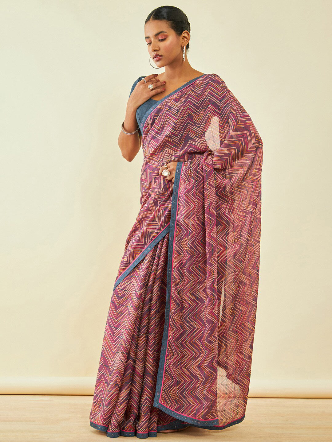 Soch Chevron Printed Beads And Stones Saree - Distacart