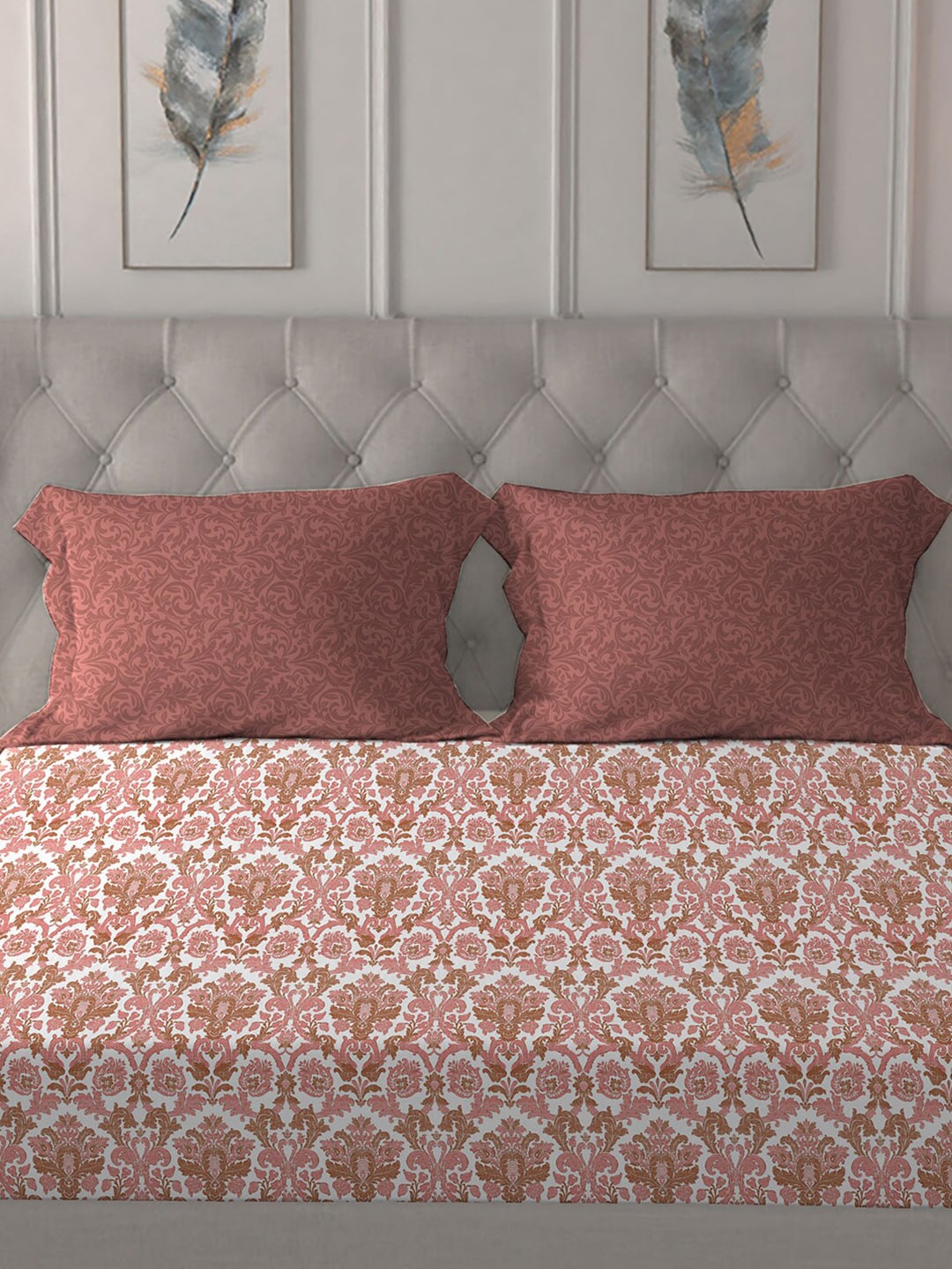 MYTRIDENT Comfort Living Maroon Pure Cotton 120 TC Queen Bedsheet with 2 Pillow Covers - Distacart
