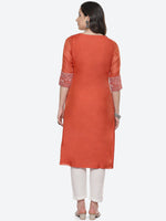 Thumbnail for Biba Women Orange Ethnic Motifs Printed Kurta - Distacart