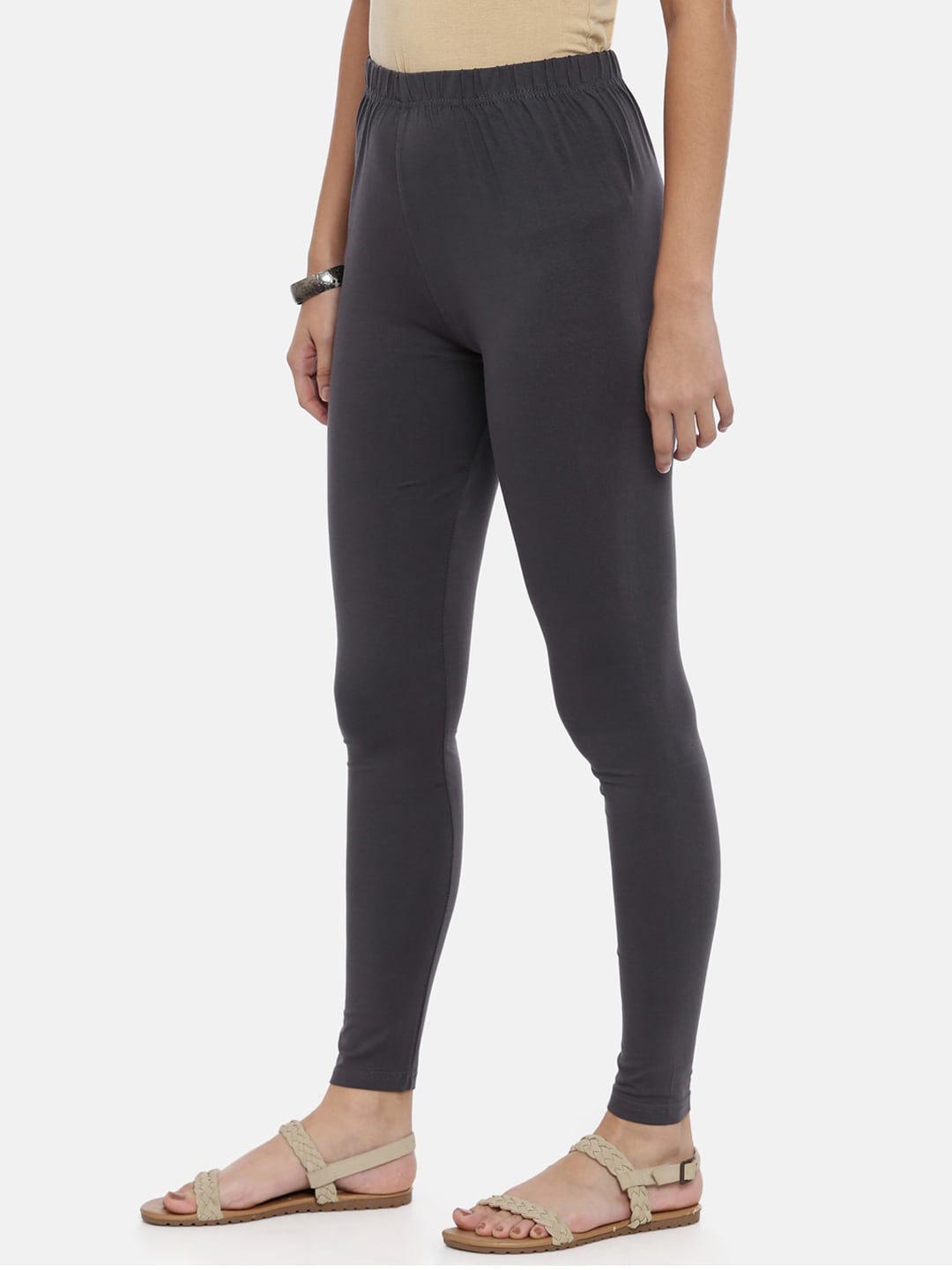 Souchii Grey Solid Slim-Fit Ankle-Length Leggings - Distacart