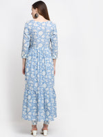 Thumbnail for Kalini Women Blue Floral Printed Pure Cotton Kurta with Trouser - Distacart