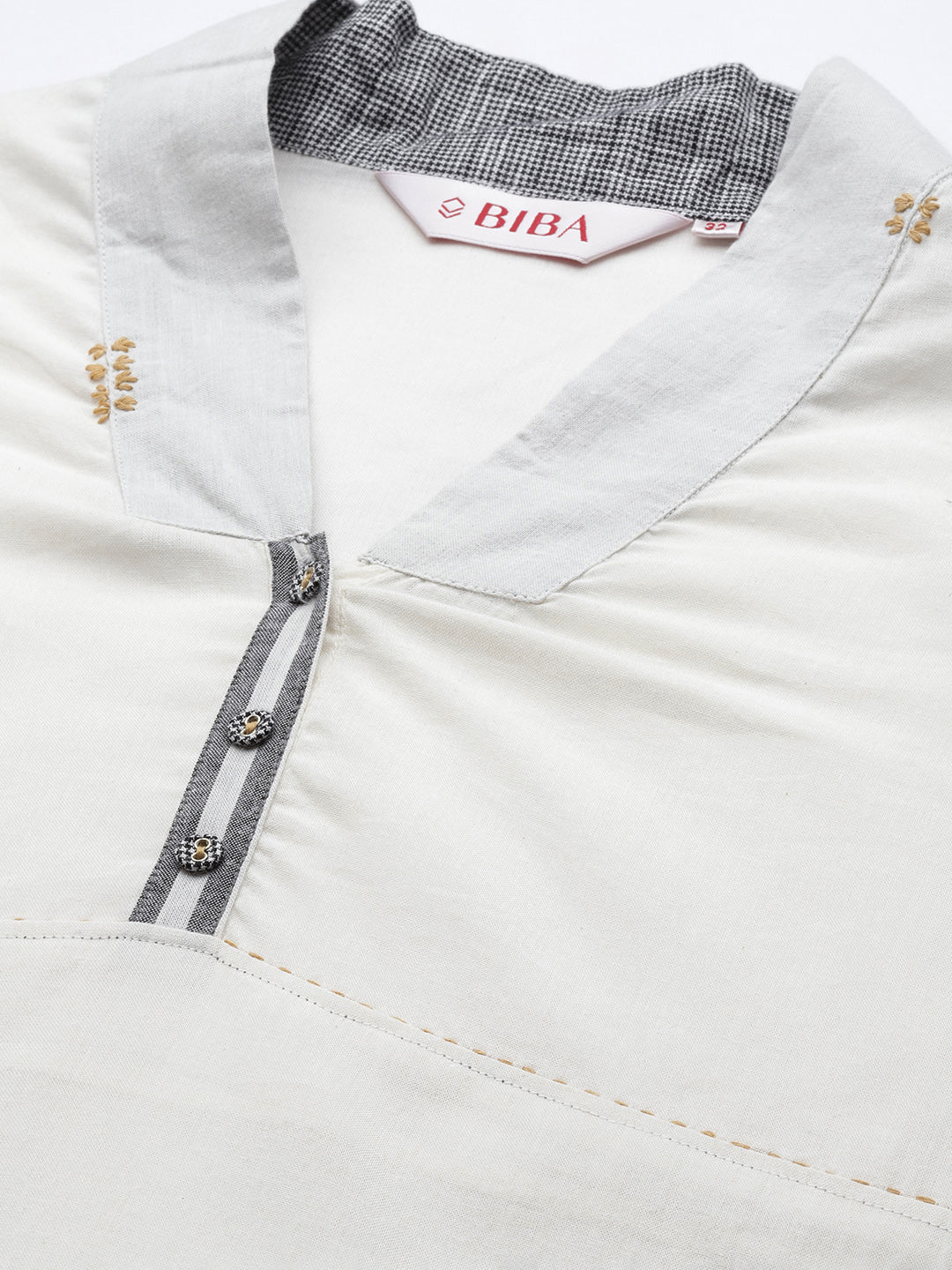 Biba Women Striped Layered Cotton Kurta with Trousers - Distacart