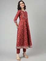 Thumbnail for Kalini Floral Printed Regular Pure Cotton Kurta with Trousers & Dupatta - Distacart