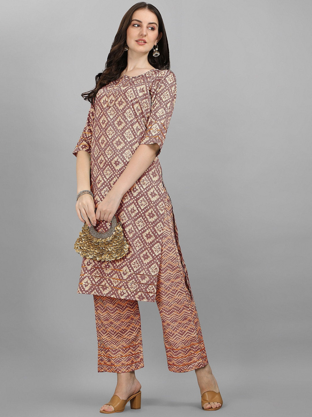 HERE&NOW Women Orange Ethnic Motifs Printed Kurta With Palazzos - Distacart