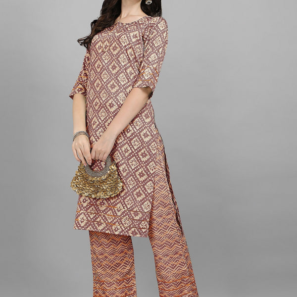 HERE&NOW Women Orange Ethnic Motifs Printed Kurta With Palazzos - Distacart