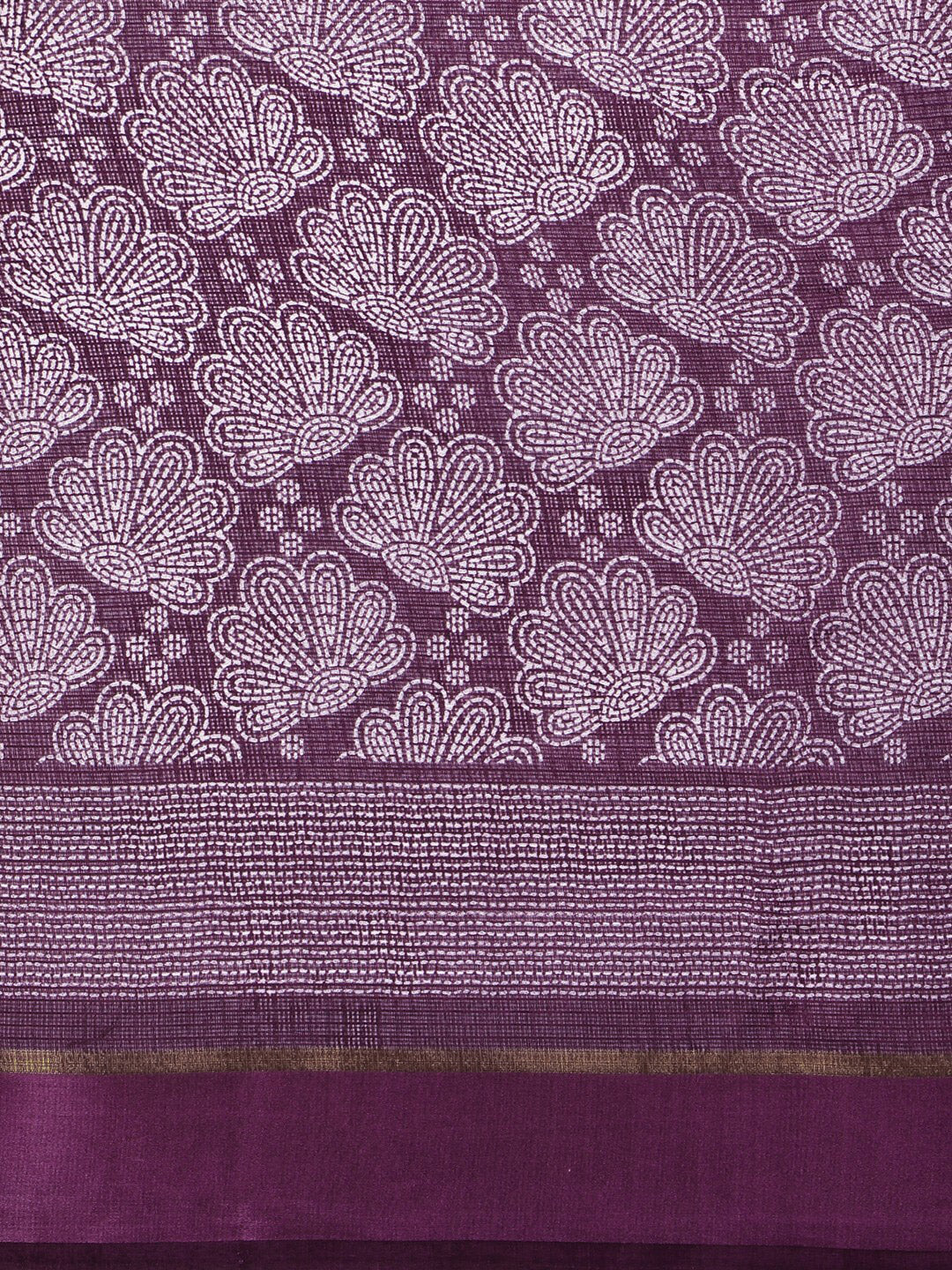 Kalini Purple & White Floral Kota Saree - Distacart