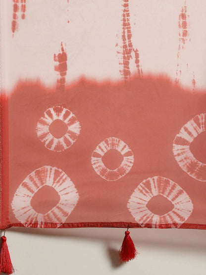Red Organza Printed Saree With Blouse Piece - Nivaa - Distacart