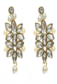 Thumbnail for Mominos Fashion Johar Kamal Gold-Plated Brass Finish Kundan/Pearls Choker For Women (White) - Distacart