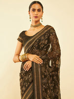 Thumbnail for Soch Floral Embroidered Zari Pure Chiffon Saree - Distacart
