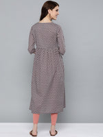 Thumbnail for HERE&NOW Women Grey & Pink Floral Print Empire A-Line Kurta - Distacart