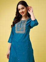 Thumbnail for Kalini Embroidered Regular Kurta with Trousers & With Dupatta - Distacart