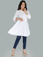 Thumbnail for Kalini Women White Cotton Embroidered Chikankari Kurta - Distacart