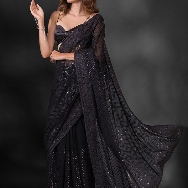 Koskii Embellished Sequinned Saree - Distacart
