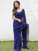 Thumbnail for Mitera Embellished Sequinned Pure Georgette Saree - Distacart