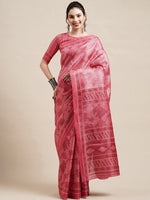 Thumbnail for Saree Mall Peach-Coloured & White Floral Art Silk Sarees - Distacart