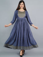 Thumbnail for Kalini Women Grey Embroidered Anarkali Kurta - Distacart
