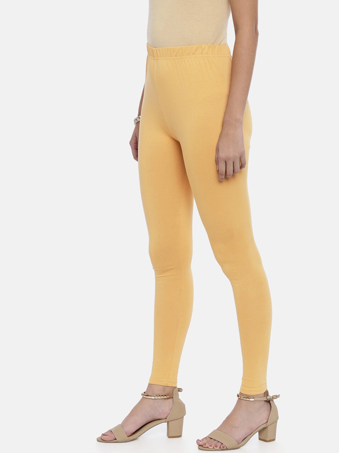 Souchii Beige Solid Slim-Fit Ankle-Length Leggings - Distacart