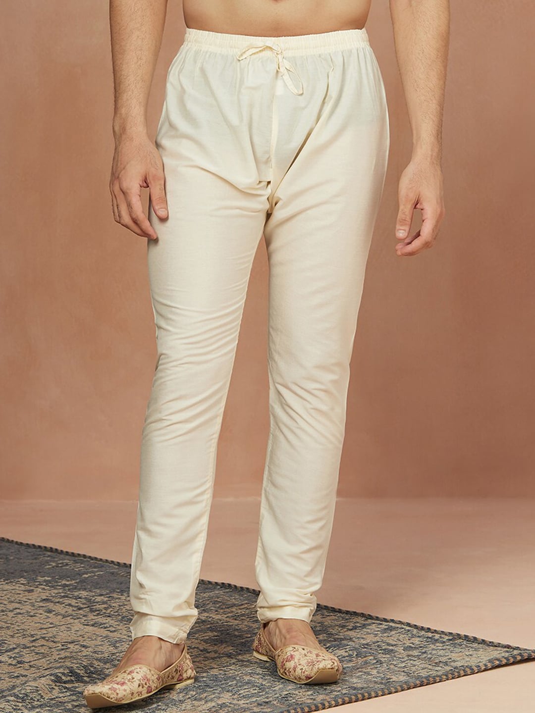 Manyavar Men Cream-Coloured Floral Embroidered Kurta with Pyjamas - Distacart