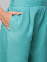 Thumbnail for Kalini Women Sea Green Ethnic Motifs Woven Kurti with Trousers & With Dupatta - Distacart